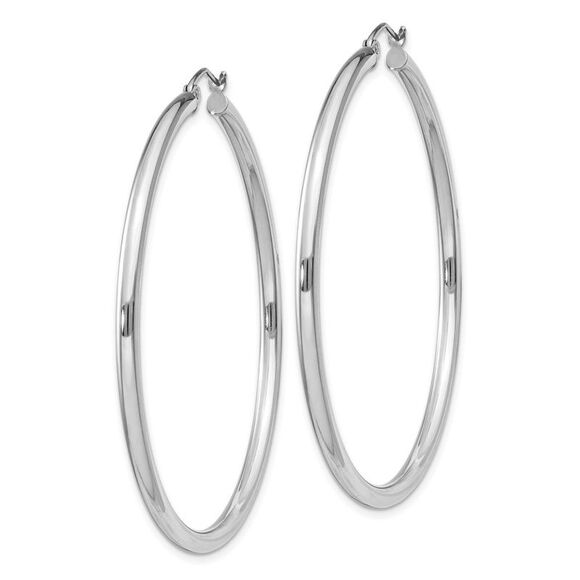 2.5mm, Sterling Silver, Classic Round Hoop Earrings - 52mm (2 Inch) - Picture 2 of 5